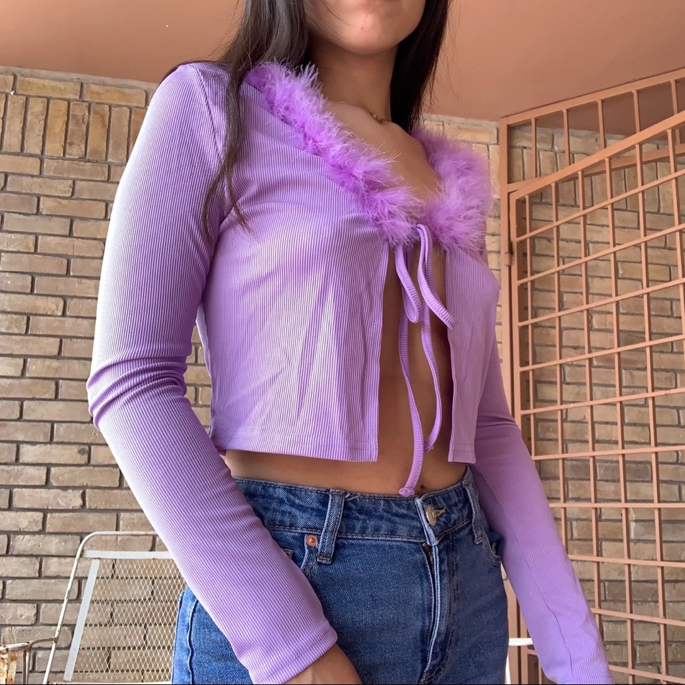 Tie Front Rib-Knit Top